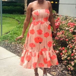 ASOS floral print strapless scuba midi Dress